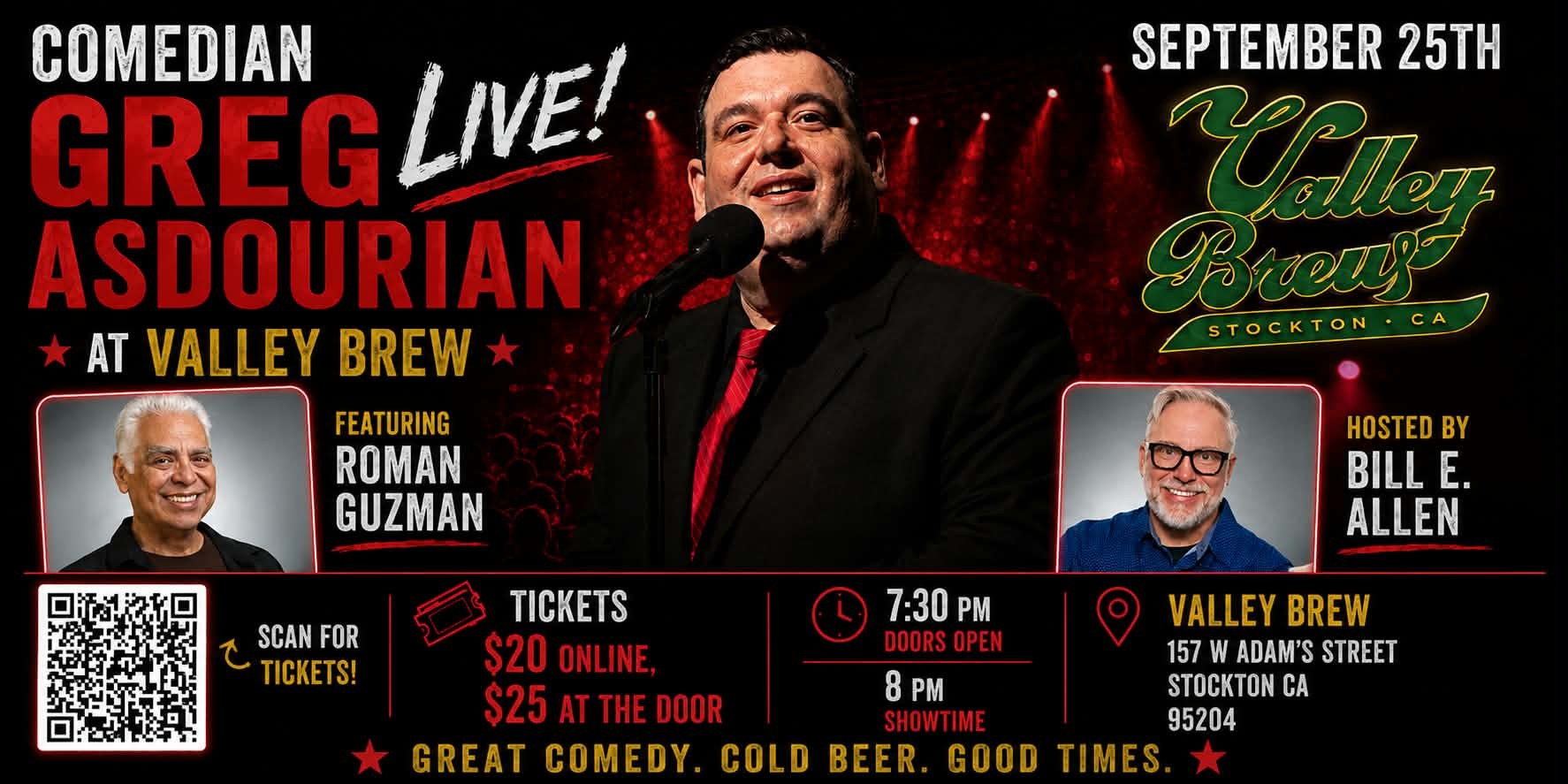 Comedian Greg Asdourian live at Valley Brew, September 25th