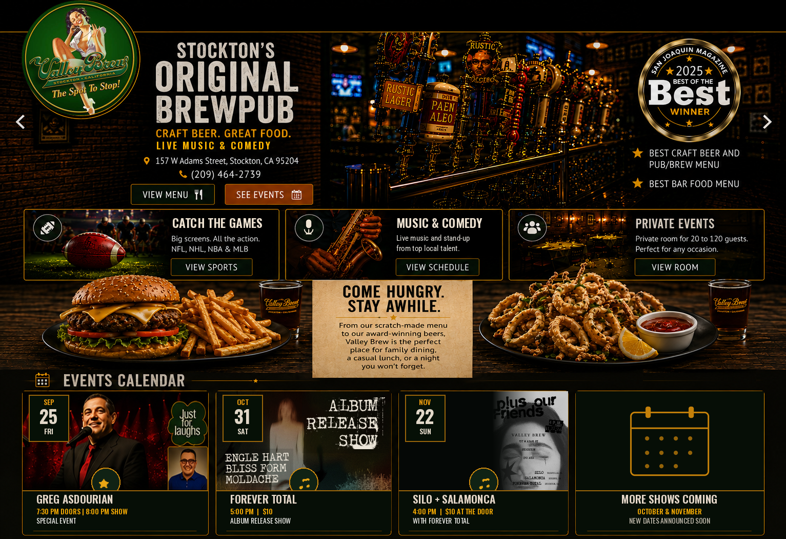 Valley Brew homepage design